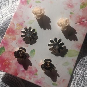Three Pack of Flower Earrings